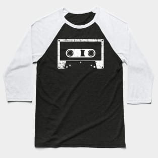 White Distressed Cassette tape Baseball T-Shirt